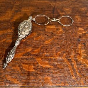 Antique Sterling Silver 925 Art Nouveau Lorgnette W/EmbossedFemale MotifDesigner